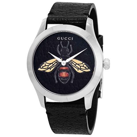 gucci watch 126.3 black face|gucci timeless bee.